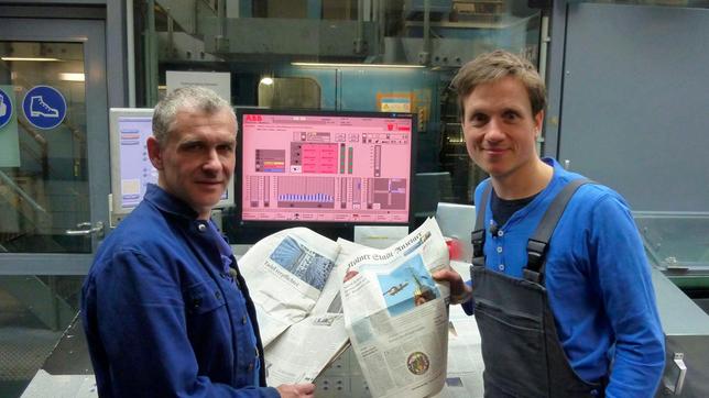 Moderator Johannes (r) und Hr. Ruch von der Druckerei des Kölner Stadtanzeigers.