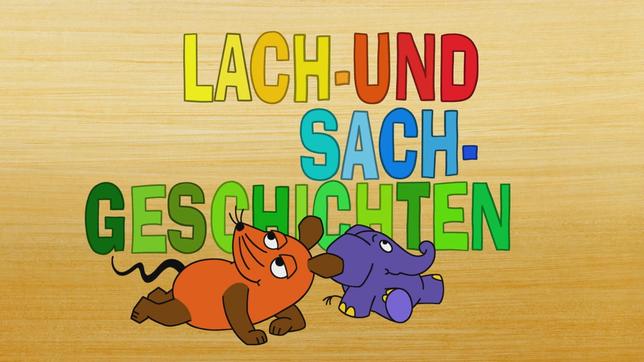 Maus und Elefant liegen unter dem Schriftzug Lach- und Sachgeschichten