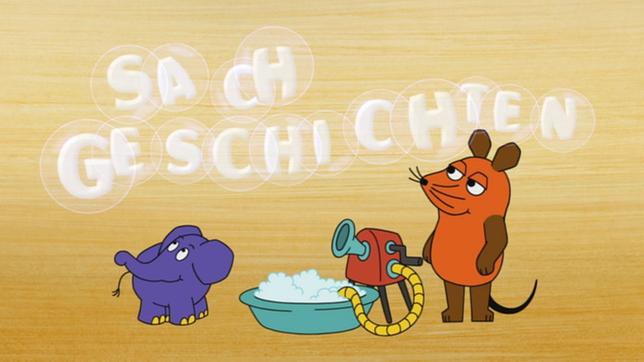 Maus und Elefant mit Seifenwanne und Seifenblasenmaschine