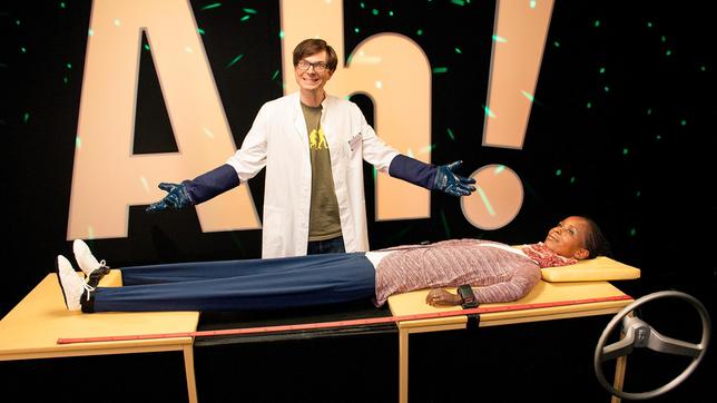 Shary und Ralph haben heute mit dem Körper zu tun - und zwar mit dem Menschlichen. Mit moderner Technik wird Shary heute groß wie nie, dank "Ralphs Rückentlaster". Die sieht verdächtig nach einer handelsüblichen Streckbank aus.