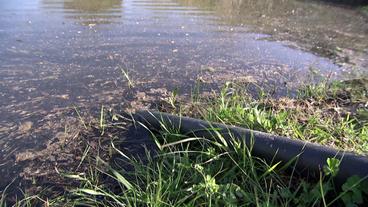 Wasserrohr verläuft von Ufer in kleinen See