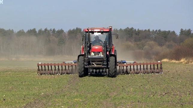 Trecker auf einem Feld.