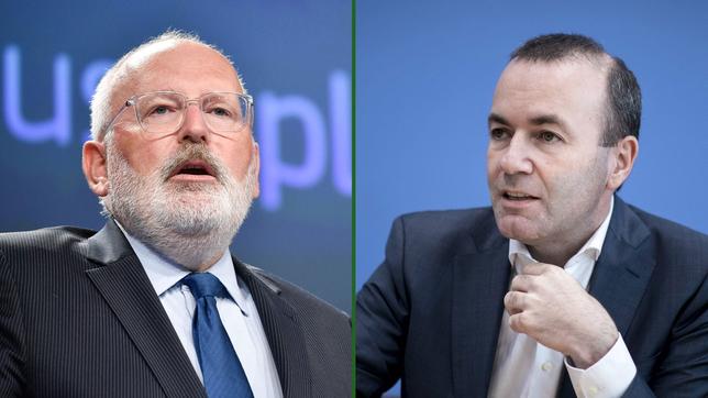 Frans Timmermans von der sozialdemokratischen SPE und Manfred Weber von der konservativen EVP