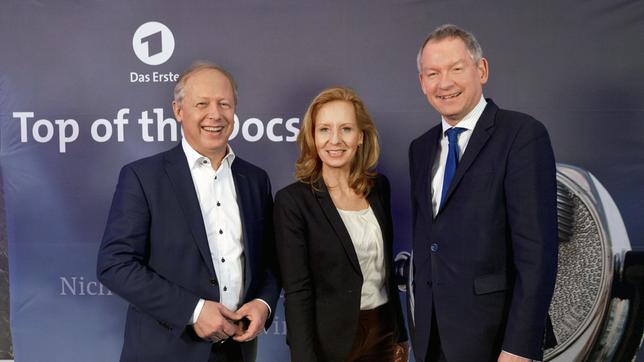 Die Intendanten von WDR, rbb und NDR, Tom Buhrow, Patricia Schlesinger Lutz Marmor (v. l. n. r.) luden ein zur siebten Ausgabe von "Top of the Docs".