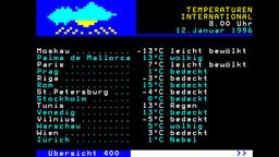 Das Wetter mit den internationalen Temperaturen vom 12. Januar 1996