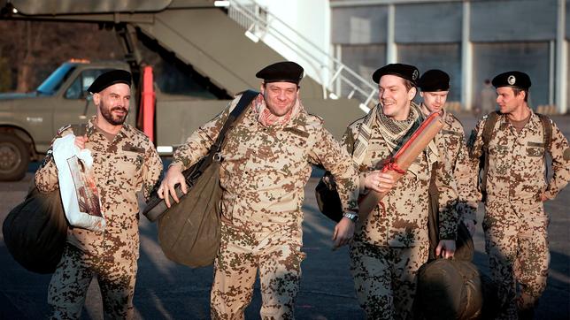 Matthias Jahn, Sebastian Brandt und Thomas Klages bei ihrer Rückkehr aus Afghanistan (v.l.n.r.)