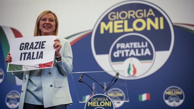 Giorgia Meloni, Vorsitzende der rechtsradikalen Partei Fratelli d'Italia (Brüder Italiens)